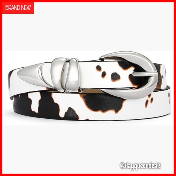Faux Leather Belt with Silver Buckle for Women, Versatile Styling main image 5